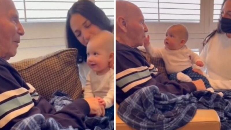 Vovô com Alzheimer volta a falar após conhecer bisneta: VÍDEO