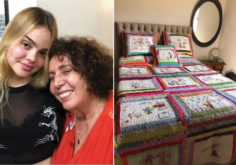 Avó borda colcha com desenhos da neta surpreende no aniversário