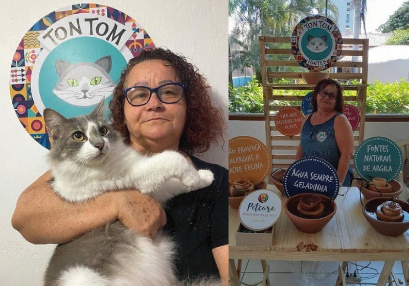 Pernambucana empreende com fontes para gatos e a inspiração dela emociona