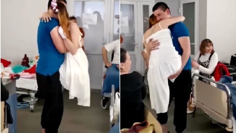 Ucraniana que perdeu as pernas na guerra dança pela 1ª vez com marido. Vídeo