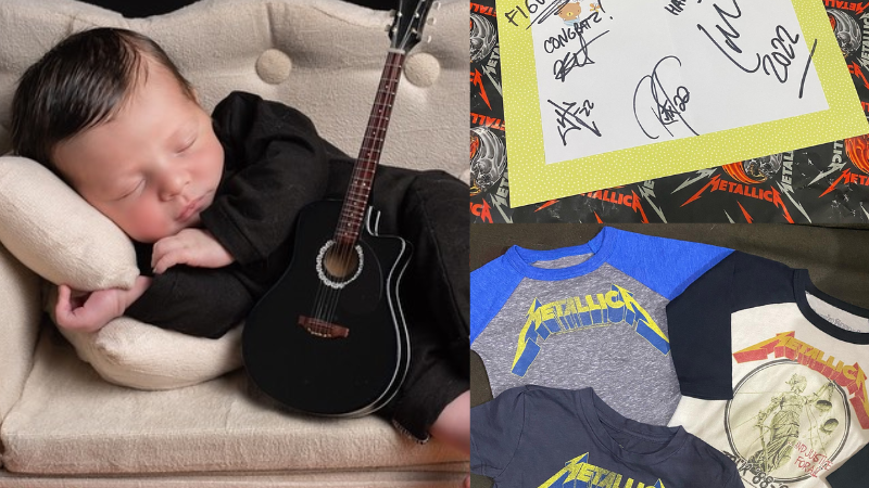 Bebê que nasceu durante show do Metallica ganha mimos da banda