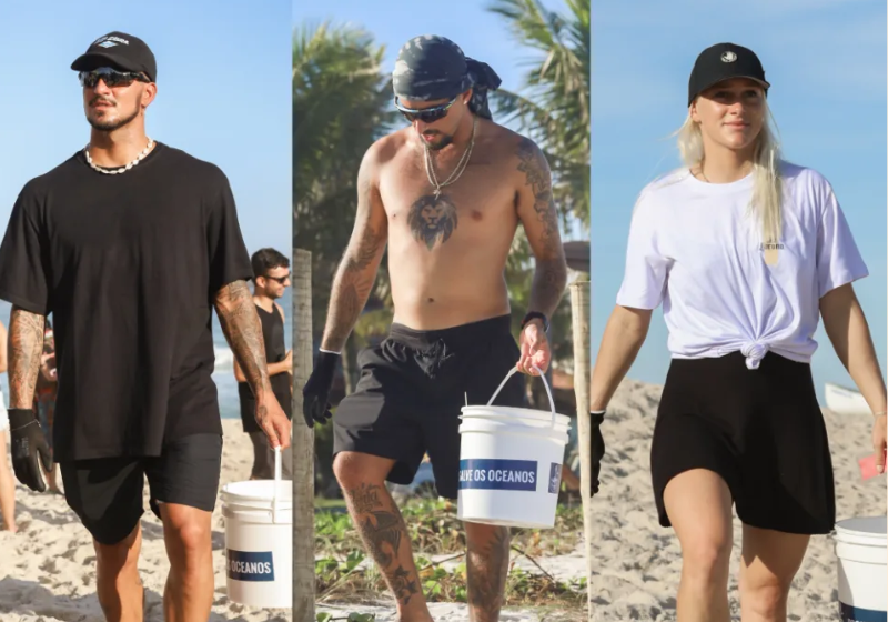 Medina, Filipinho e Tati lideram ação de limpeza de praia em Saquarema