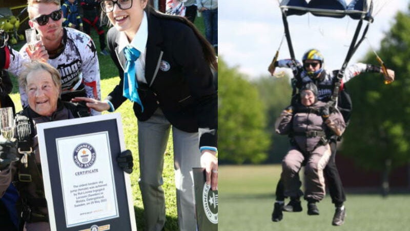 Vovó de 103 anos bate recorde mundial! Mais velha a saltar de paraquedas