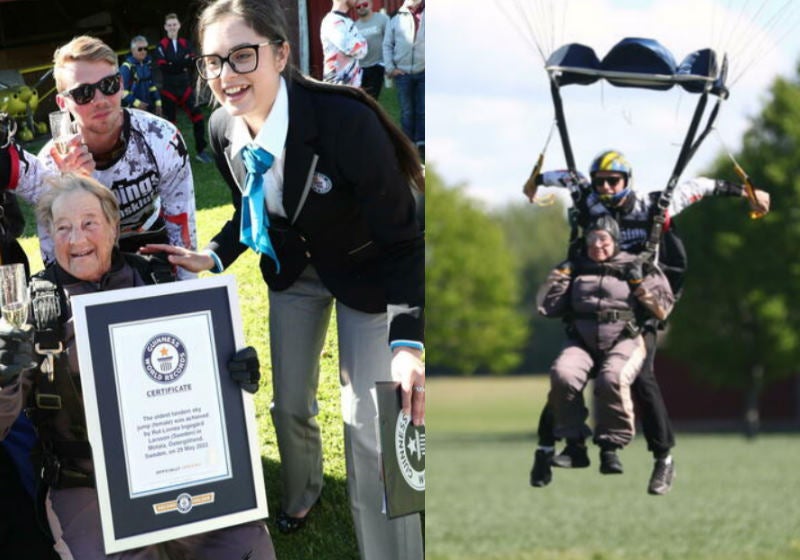 Vovó de 103 anos bate recorde mundial! Mais velha a saltar de paraquedas