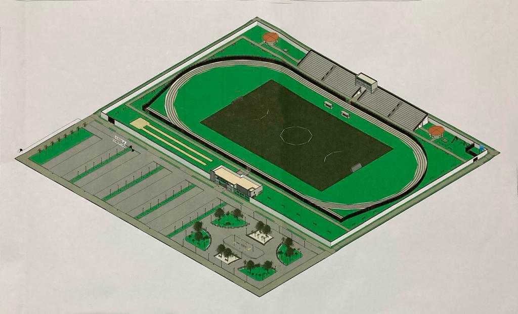 Prefeito e secretário estadual apresentam projeto para revitalizar estádio no Nortão; R$ 2,5 milhões