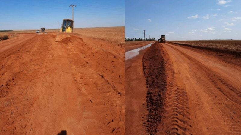 Prefeitura faz ação para evitar alagamento de estrada vicinal em Sorriso durante o período chuvoso