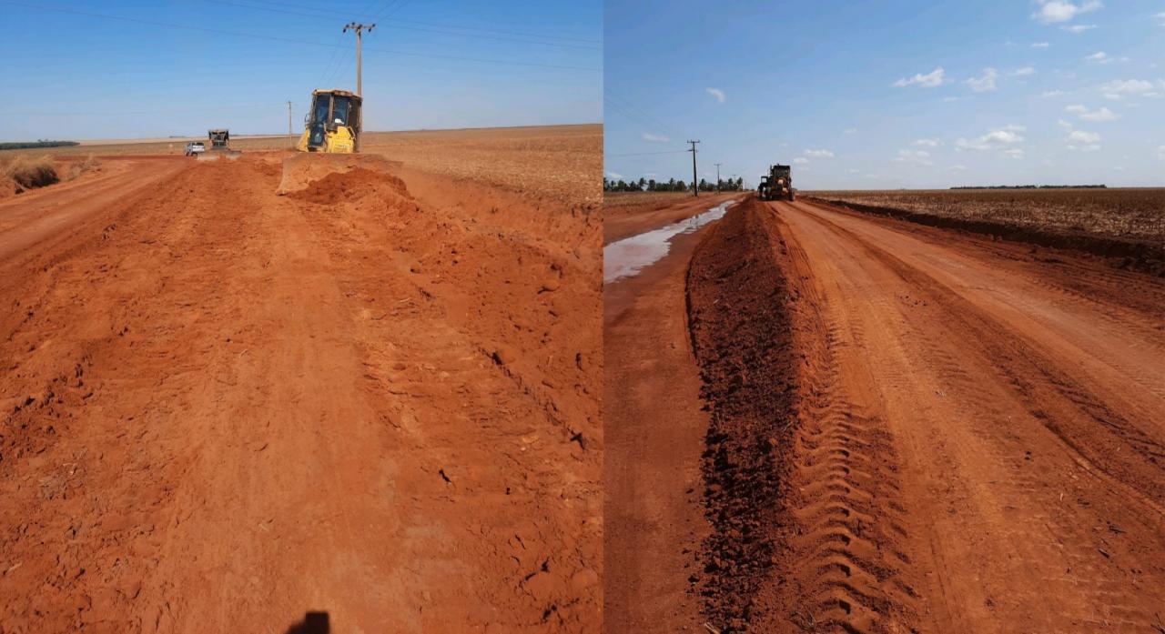 Prefeitura faz ação para evitar alagamento de estrada vicinal em Sorriso durante o período chuvoso