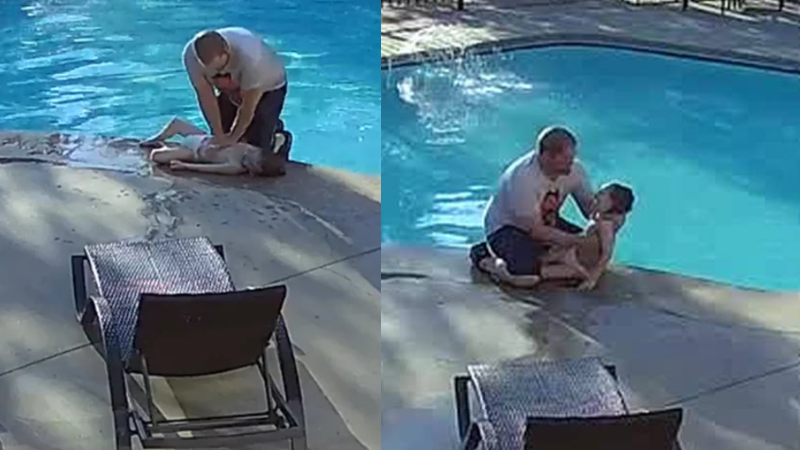 Vizinho salva garoto autista de 4 anos que se afogava na piscina: VÍDEO