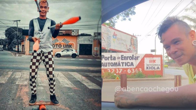 Influenciador ajuda artista que faz malabarismo no sinal para sustentar família