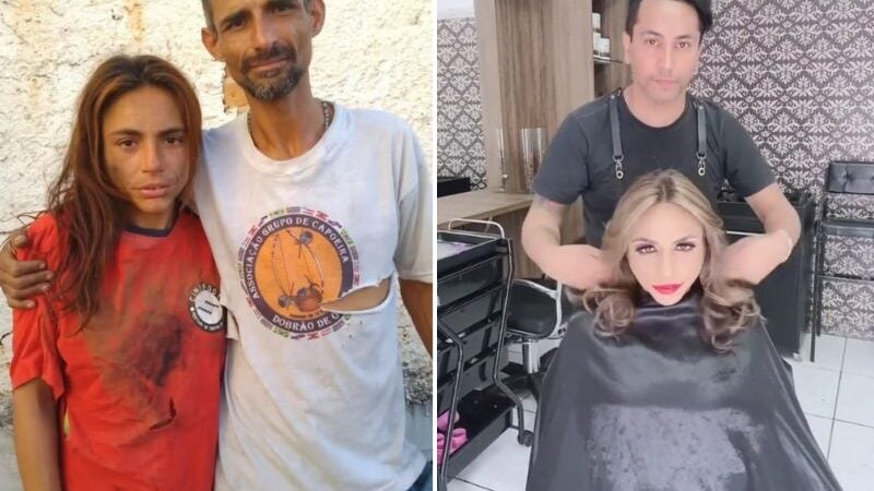 Cabeleireiro faz transformação para ajudar casal sem teto em entrevista de emprego