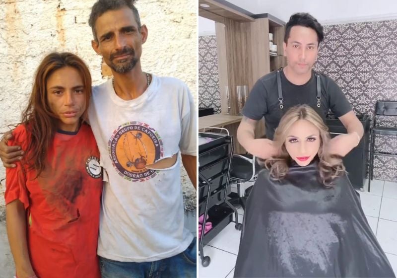 Cabeleireiro faz transformação para ajudar casal sem teto em entrevista de emprego