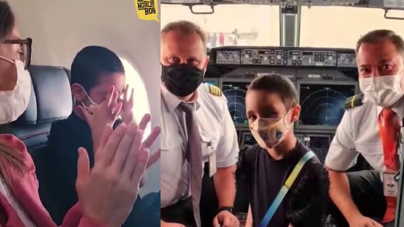Menina curada da leucemia chora ao ser homenageada em voo da Gol. VÍDEO