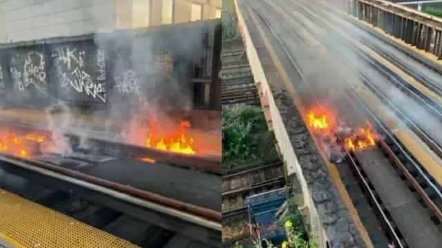 Trilhos de trem pegam fogo devido a onda de calor na Inglaterra