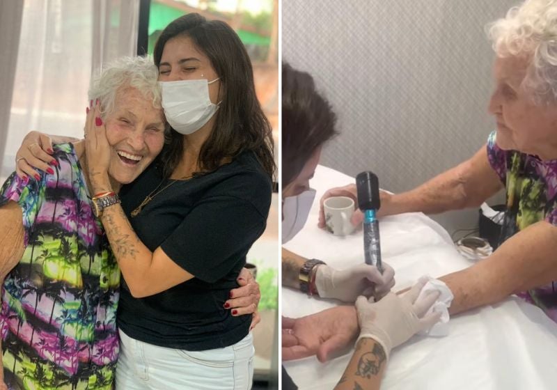 Vovó faz a 1ª tatuagem aos 88 anos e vira sucesso na web. VÍDEO