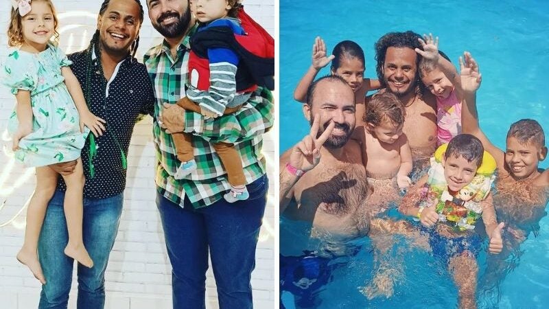 Casal que adotou 5 irmãos para não separá-los se emociona no Dia dos Pais