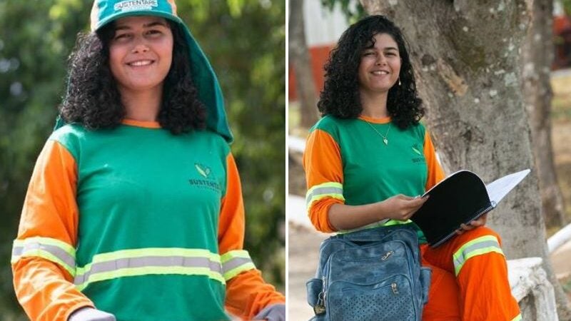 Jovem de 18 trabalha como gari para pagar faculdade de Psicologia e ajudar mãe doente