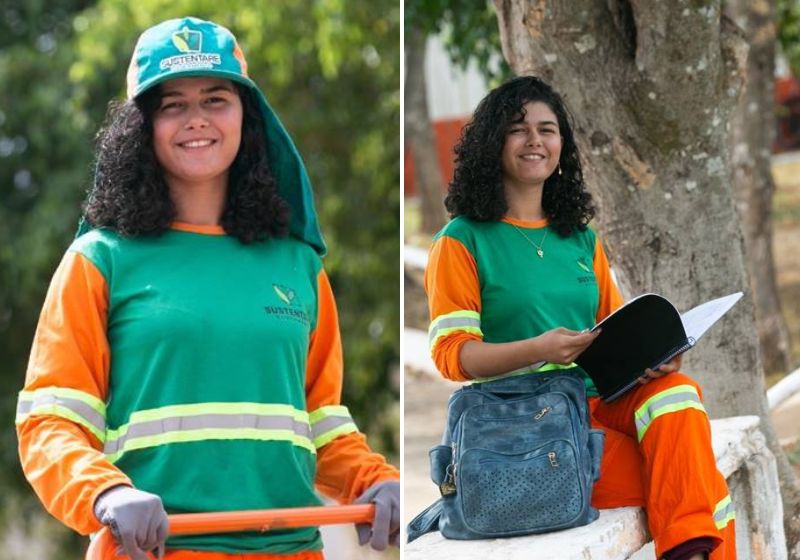 Jovem de 18 trabalha como gari para pagar faculdade de Psicologia e ajudar mãe doente