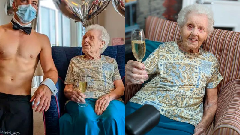 Idosa pede stripper em festa de 106 anos e diverte asilo