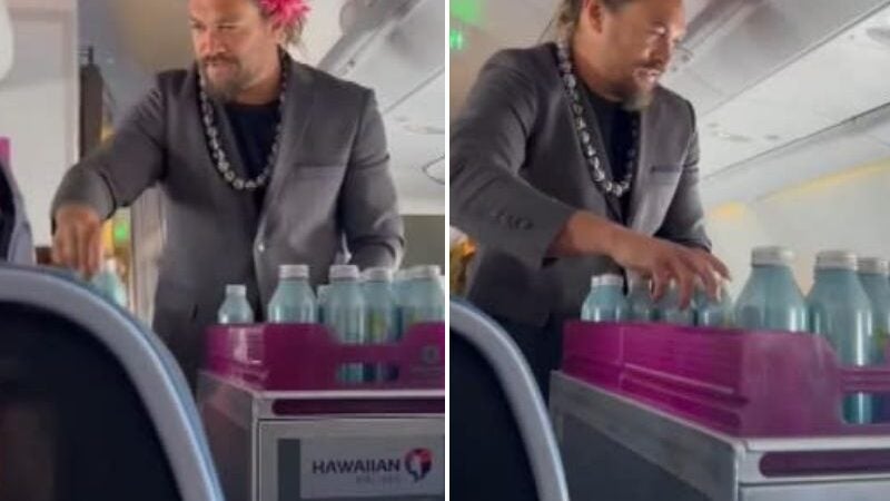 Jason Momoa, o ‘Aquaman’, vira comissário de voo e encanta fãs. VÍDEO