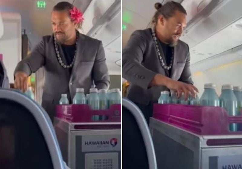Jason Momoa, o ‘Aquaman’, vira comissário de voo e encanta fãs. VÍDEO