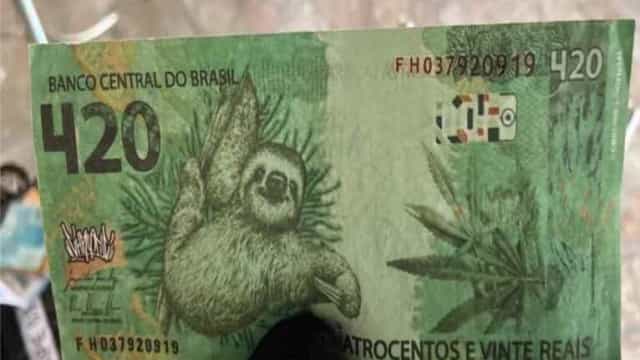 PF apreende nota de R$ 420 com estampa de bicho-preguiça e maconha no Acre