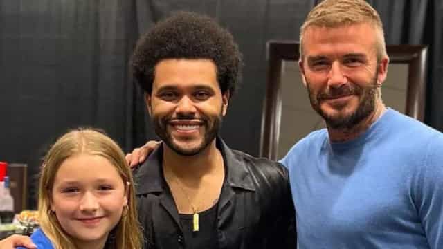 David Beckham se diverte com a filha em show de The Weeknd