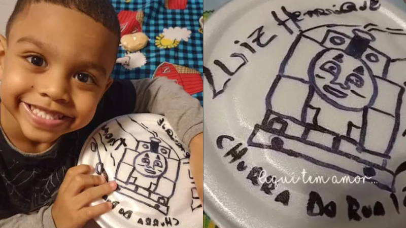 Menino apaixonado pelo ‘Churrasco do Thomas e Seus Amigos’ ganha surpresa de restaurante