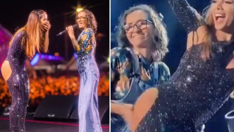 Senhorinha rouba a cena, dança até o chão com Anitta e viraliza. VÍDEO