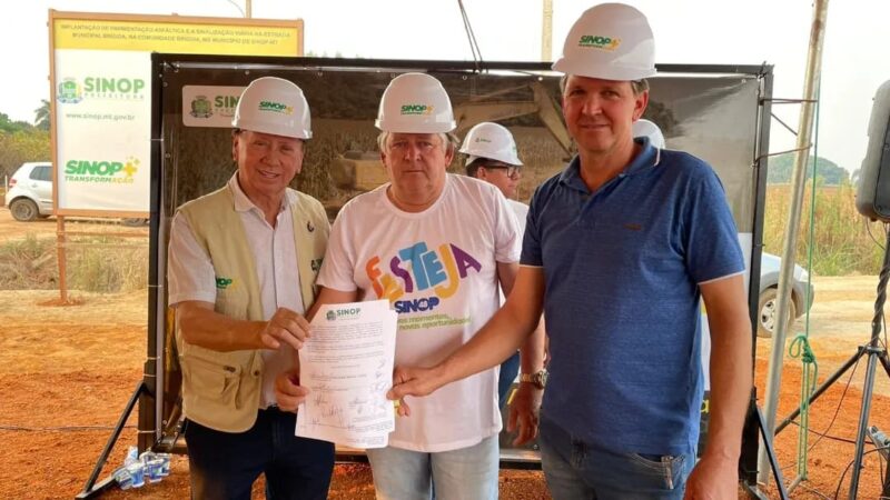 Lançadas obras de pavimentação asfáltica da estrada Brigída em Sinop