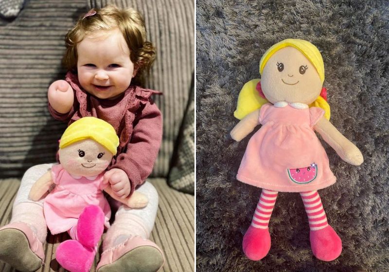 Avó faz boneca sem antebraço para neta com deficiência se sentir representada