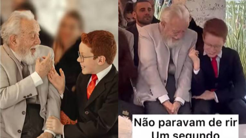 Momento fofo entre avô e neto durante casamento viraliza nas redes [Vídeo]