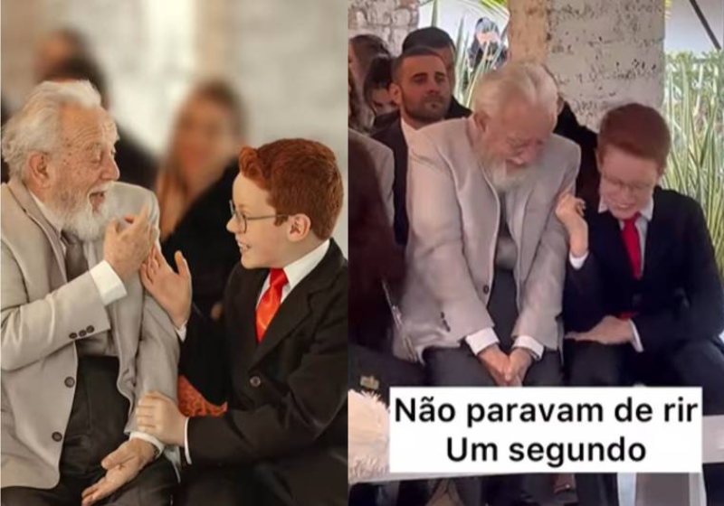 Momento fofo entre avô e neto durante casamento viraliza nas redes [Vídeo]