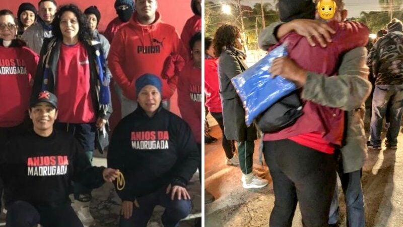 Idosa que vive na rua se emociona ao receber carinho e agasalho. VÍDEO