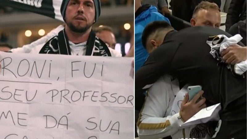 “Roni, fui seu professor. Me dá a sua camisa?”. Assista reação do jogador do Corinthians