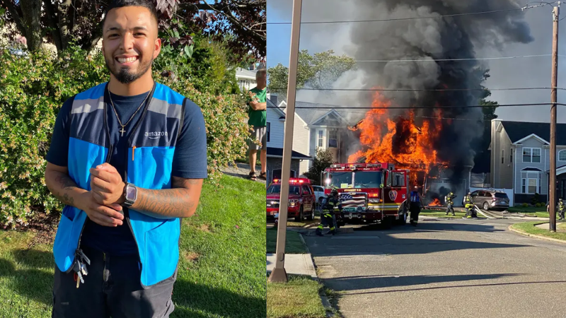 Motorista vira herói ao resgatar família inteira de casa em chamas