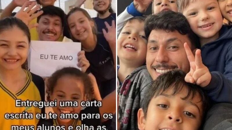Professor entrega bilhete com “eu te amo” e reação dos alunos emociona. VÍDEO