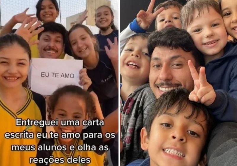 Professor entrega bilhete com “eu te amo” e reação dos alunos emociona. VÍDEO