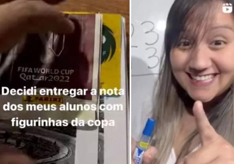 Professora entrega notas de provas com figurinhas da Copa e incentiva alunos