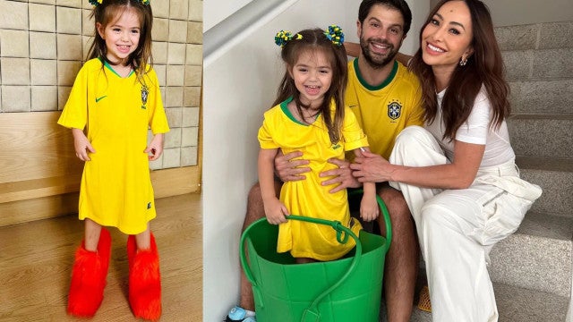 Em ritmo de Copa do Mundo, Sabrina Sato mostra Zoe usando sapato de R$ 12 mil