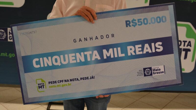 Nota MT terá sorteio mensal de R$ 900 mil em prêmios, confirma governo do Estado