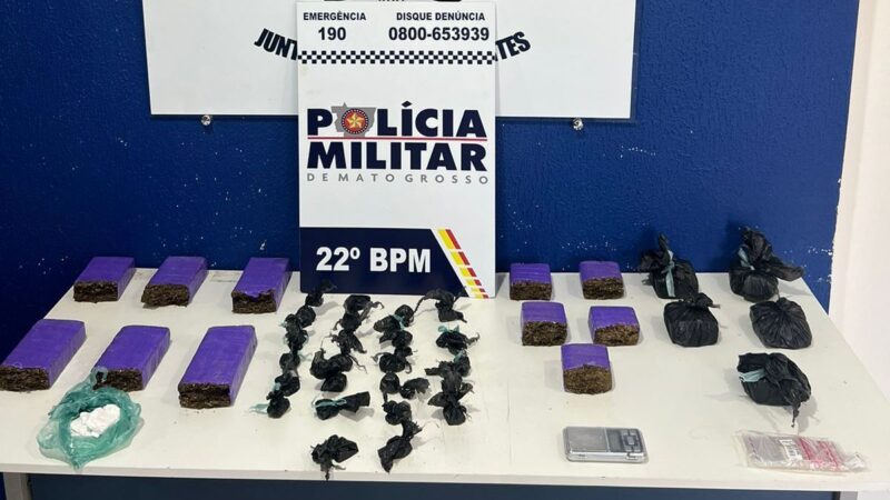 Dupla é presa pela PM com porções de maconha e cocaína em Peixoto de Azevedo