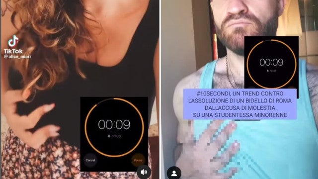 Italianos se apalpam em protesto contra juiz que ilibou agressor sexual