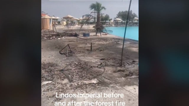 Vídeo mostra o ‘antes e depois’ de hotel após incêndio em ilha grega