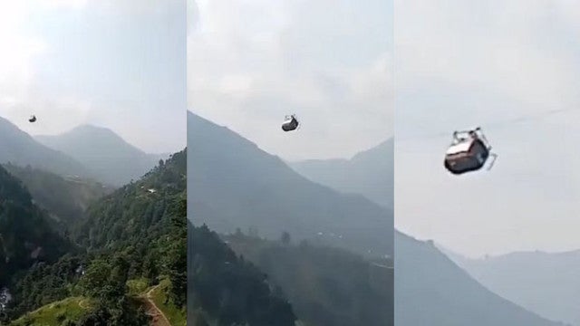 Cabo de teleférico se rompe no Paquistão e deixa 8 pessoas penduradas a quase 300 m