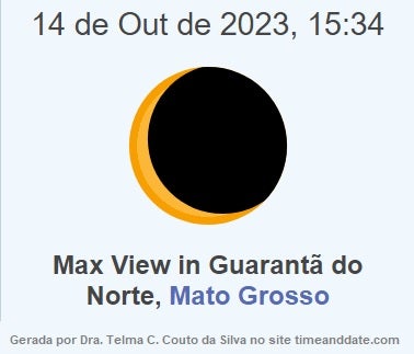 Eclipse solar na tarde de 14 de outubro