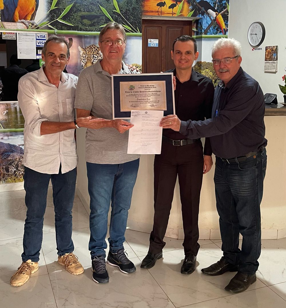 Título de Cidadão Honorário Guarantanhense é concedido a Frederico Eco em reconhecimento a sua dedicada contribuição para o município