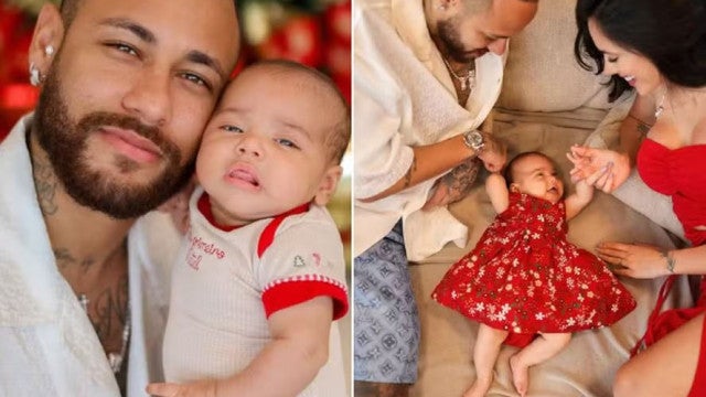 Neymar passa Natal com os filhos e posa ao lado Bruna Biancardi