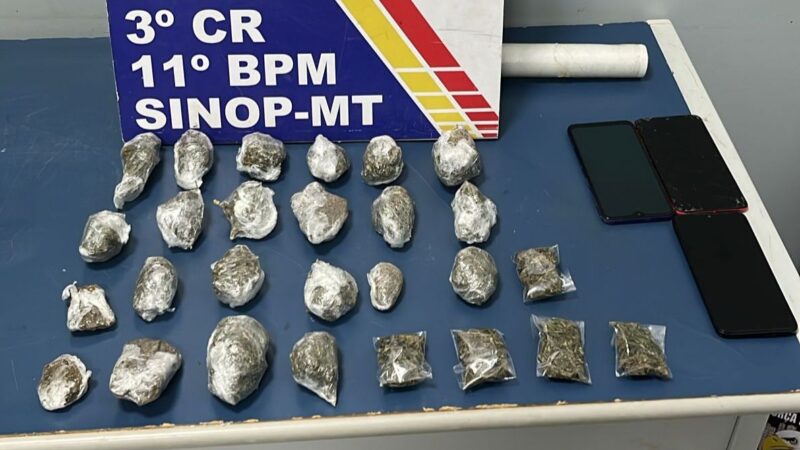 Dupla é presa pela Polícia Militar com 27 porções de maconha