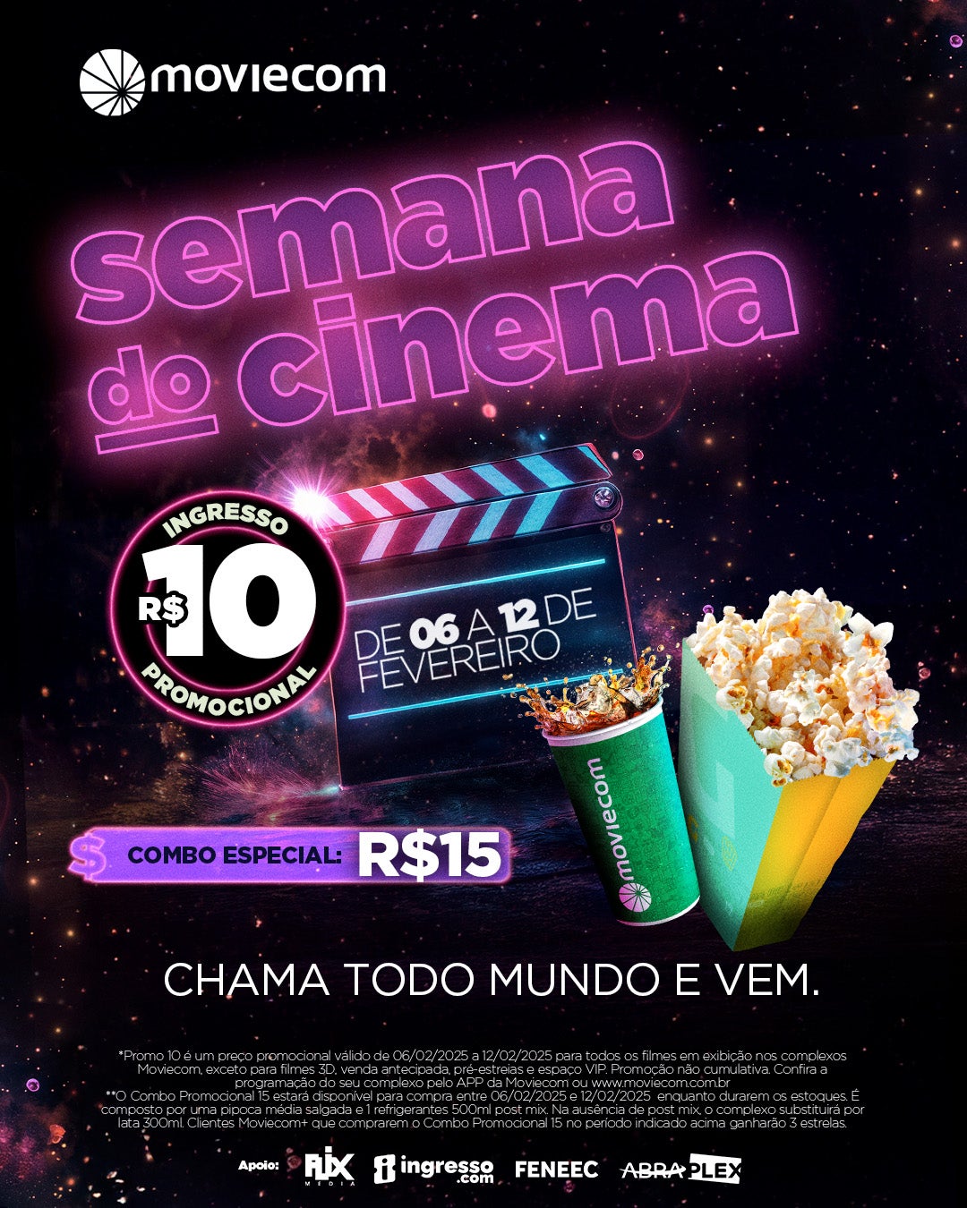 Semana do cinema tem ingressos a 10 reais no Shopping Sinop