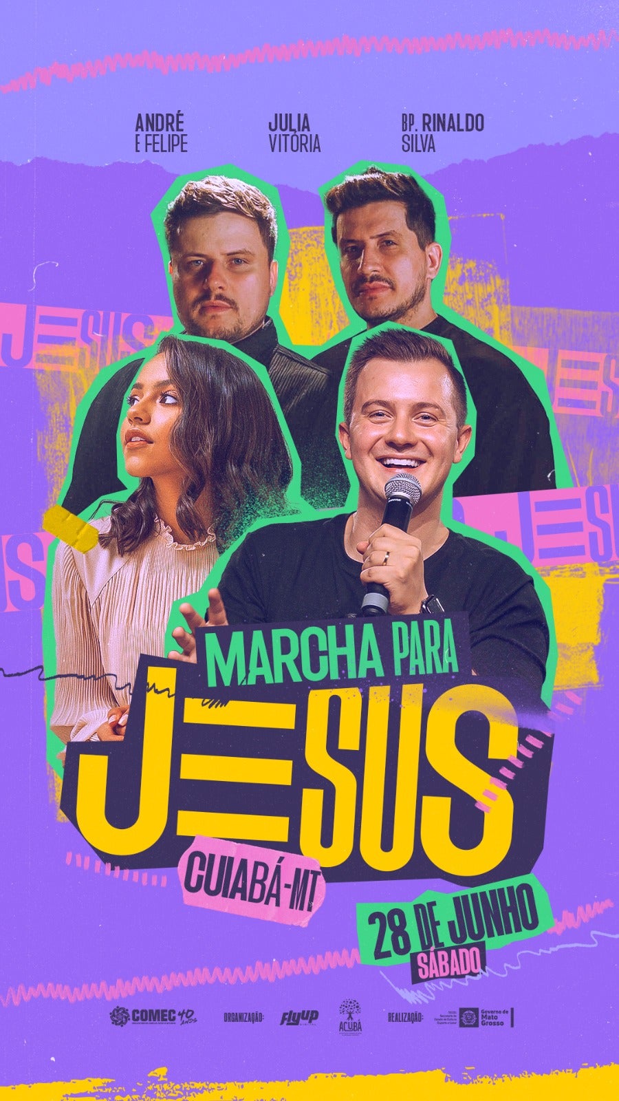 Marcha para Jesus 2025 terá shows gratuitos com Júlia Vitória, Bispo Rinaldo Silva e André e Felipe